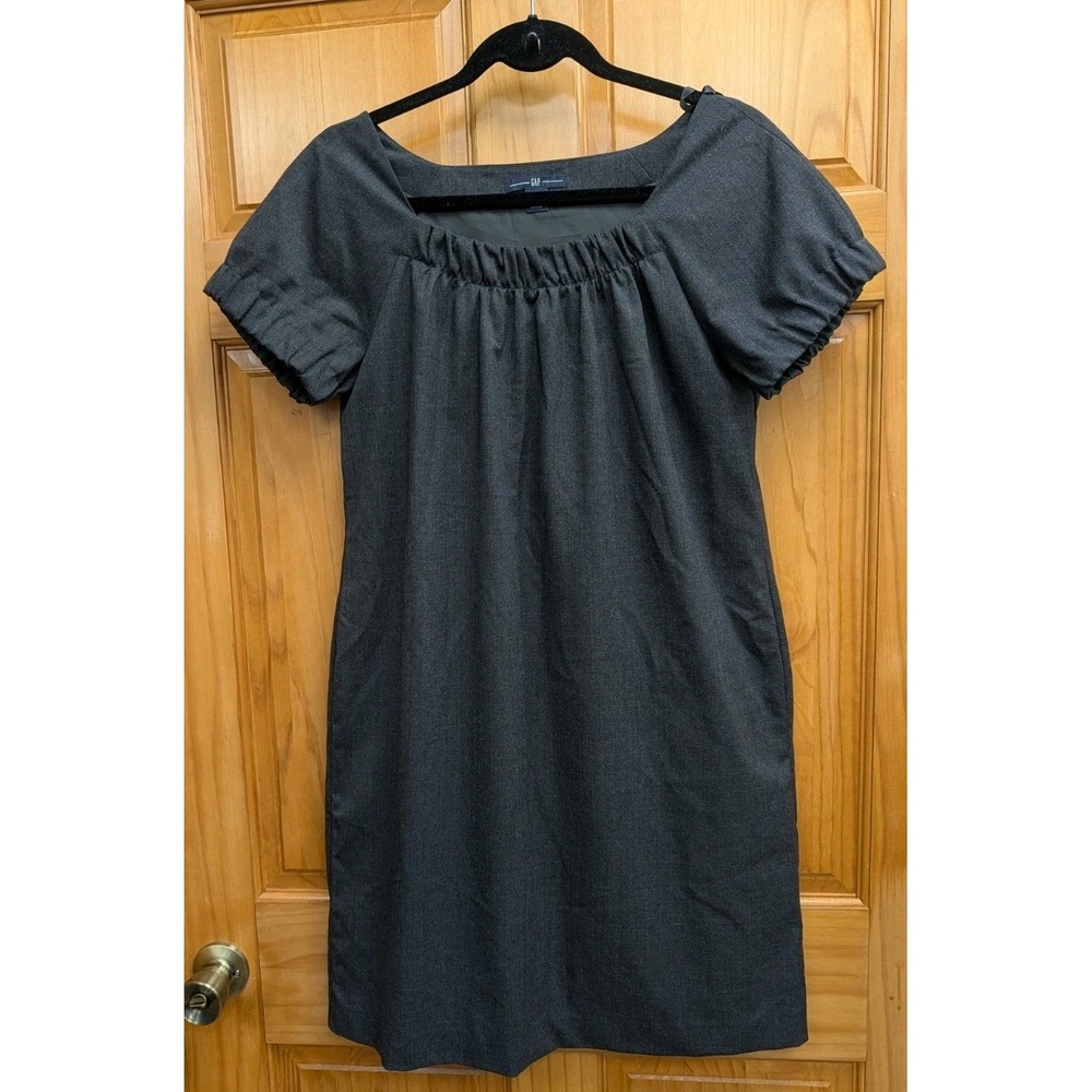 Gap Women's Medium Gray Dress Lined Short Sleeves Wool Blend Spandex Pullover